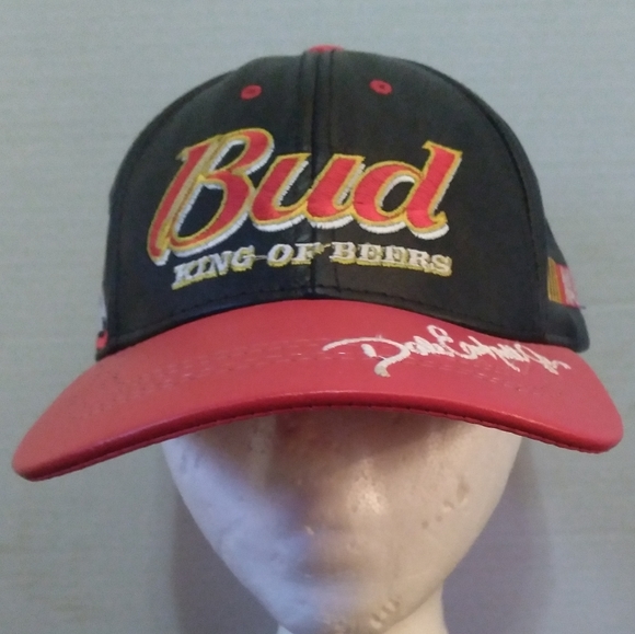 Vintage Dale Earnhardt Jr. BUD King of Beers Leather Hat - Picture 1 of 6